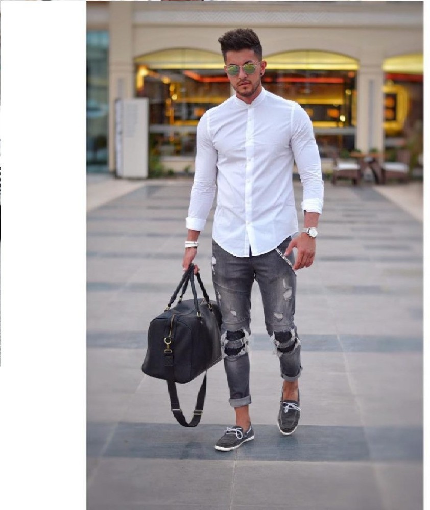 Casual white shirt and hot sale jeans