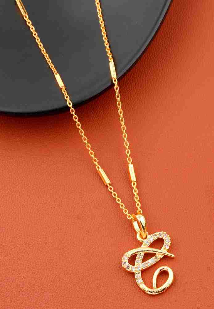 Vraj india C name letter Diamond Pendant locket chain for girls