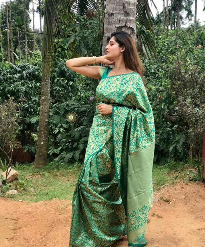 Buy SHAYONA FASHION Woven Kanjivaram Jacquard Pure Silk Green