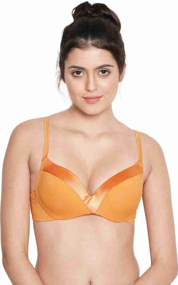 Susie Susie Satin Neckline Demi-Coverage Under wired Padded Plunge bra-  Orange Women Balconette Lightly Padded Bra - Buy Susie Susie Satin Neckline  Demi-Coverage Under wired Padded Plunge bra- Orange Women Balconette Lightly