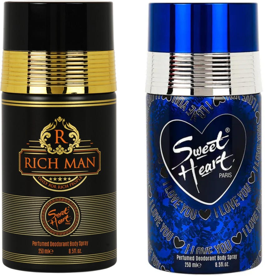 SWEET HEART JBJ Rich Man And I Love You Paris Perfumed Deodorant Body Spray  (250+250 ML) Deodorant Spray - For Men & Women - Price in India, Buy SWEET  HEART JBJ Rich