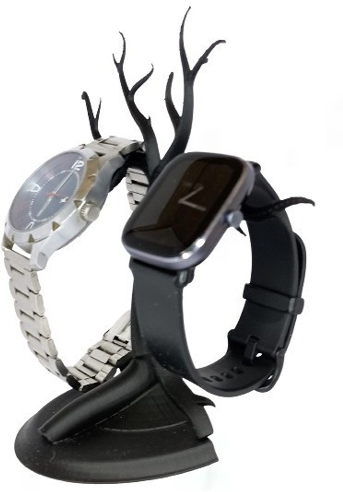 Flipkart printgallery 2 Compartments Plastic PLA Watch Stand Tree with Hanging Branches Universal watch stand in Black Watch Stand Tree with Hanging Branches Universal watch stand in Black