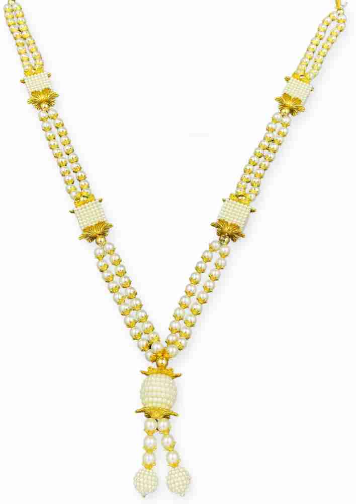 Bhakti Lehar 16 Inch Golden White Pearl Moti Mala Garland for Photo Frame and God Idol Artificial Pearl Moti Garland Price in India Buy Bhakti Lehar 16