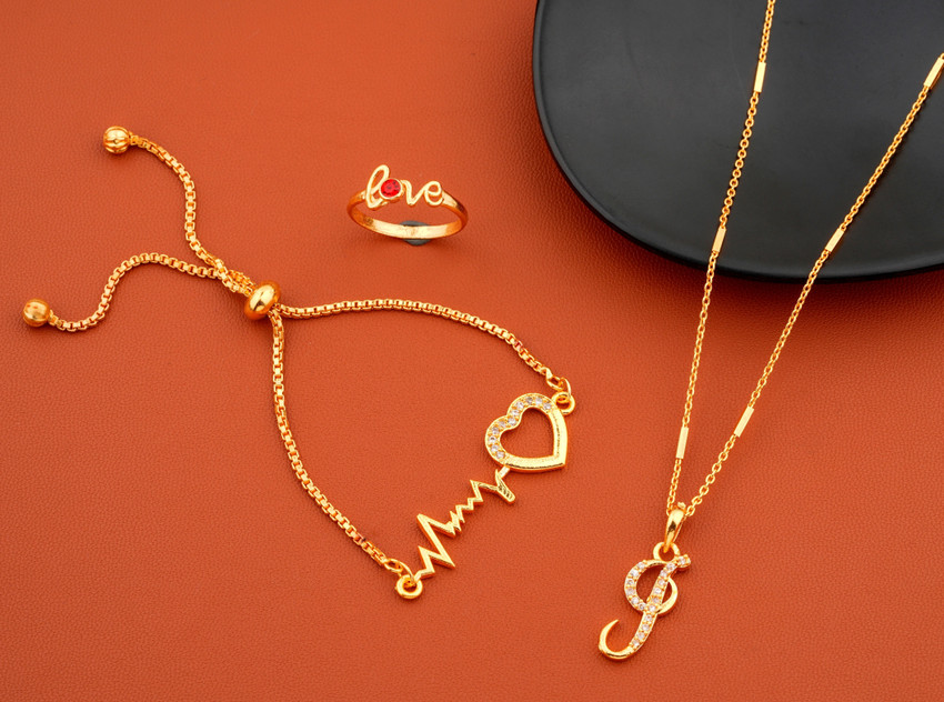 Jewel WORLD J name letter Diamond Pendant locket necklace chain with surprise gift for girls Gold plated Alloy Metal Pendant Price in India Buy Jewel WORLD J name letter Diamond Pendant locket