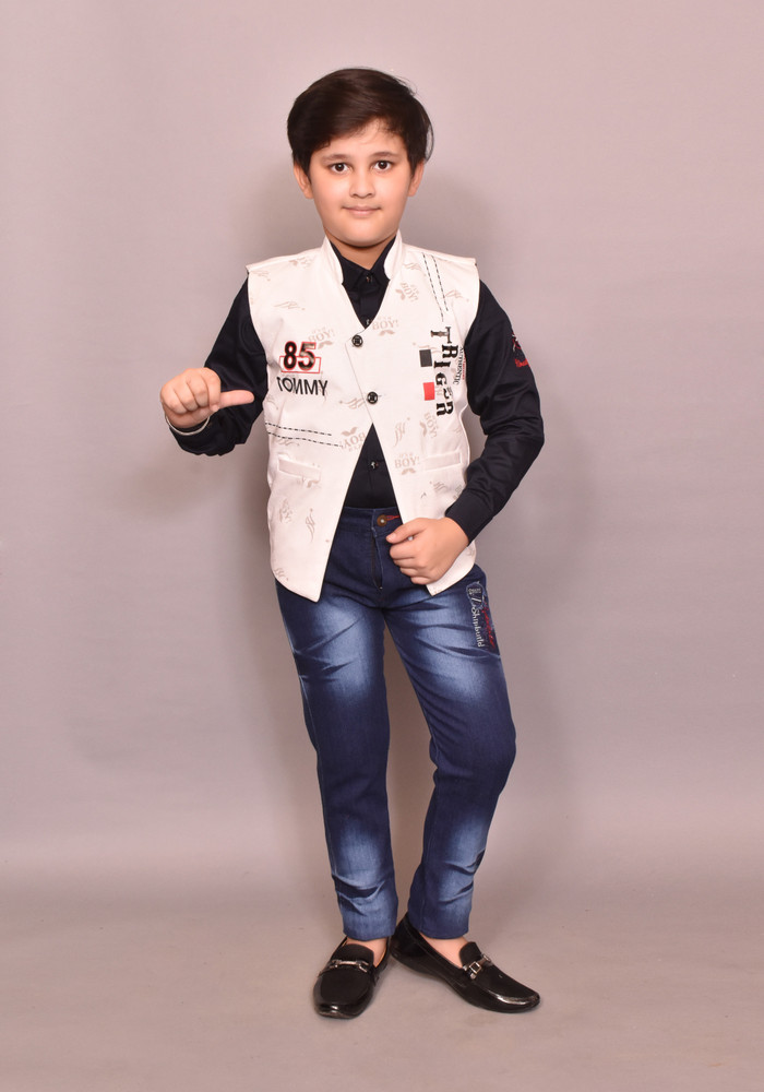 RUBY Baby Boys Party Festive Shirt Jeans Jacket Price in India
