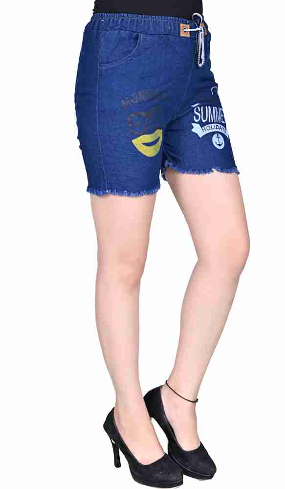 GORIYA Short For Girls Casual Printed Denim Price in India - Buy GORIYA  Short For Girls Casual Printed Denim online at