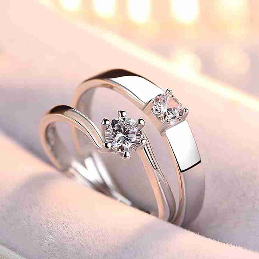 MEENAZ couple ring set for boyfriend girlfriend men women Brass Copper Alloy Crystal Silver Stone Metal Stainless Steel Crystal Diamond Cubic Zirconia Zircon Platinum Rhodium Titanium Sterling Silver ...