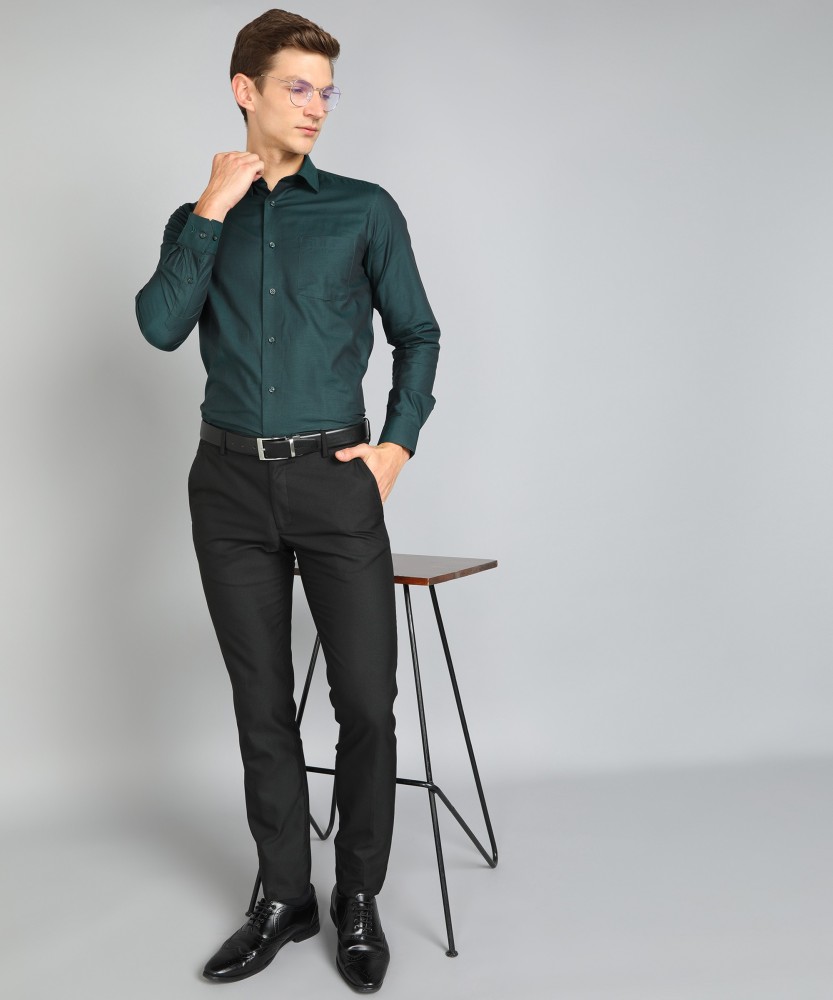 Sea Green Mens Corporate Uniform Shirt And Black Trousers Unstitched F  Uniform Sarees