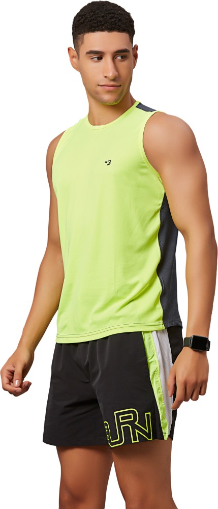 Men's Neon Green Sports T-Shirt with Two Colors – Bodymark