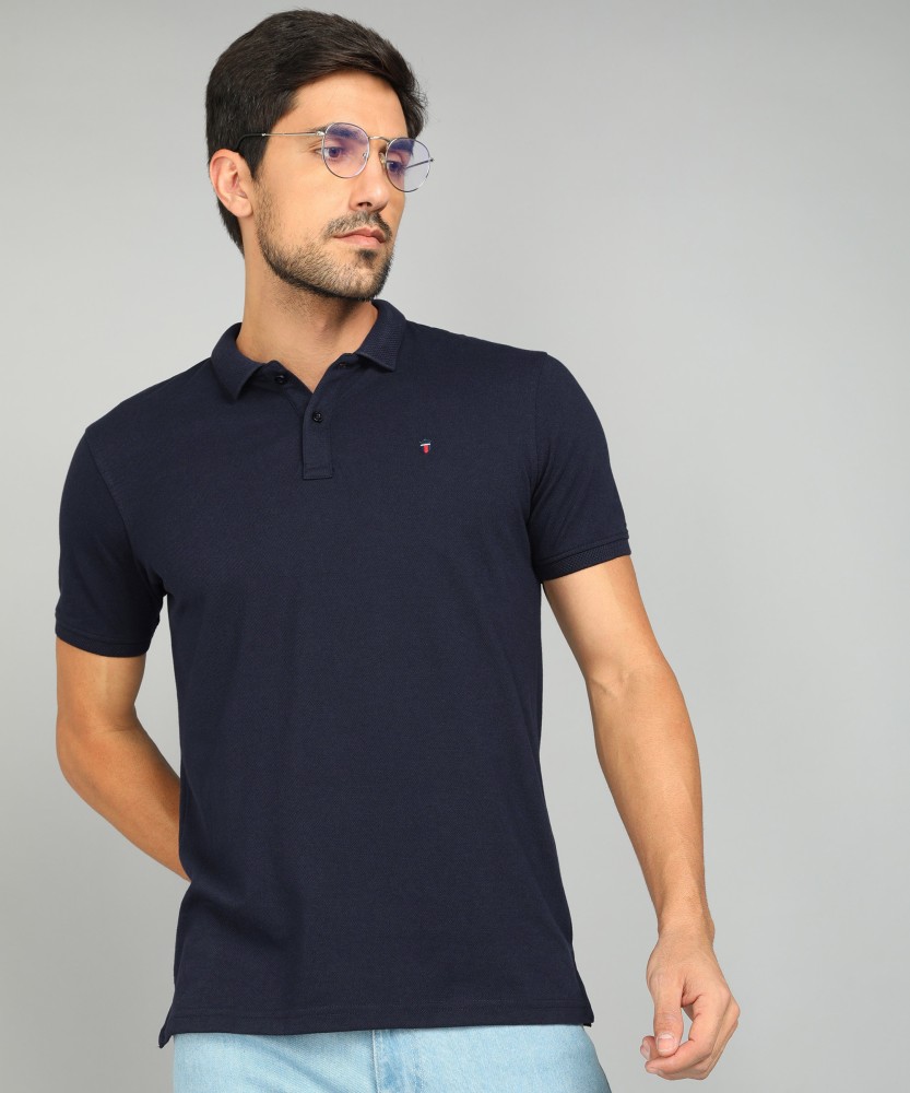 Buy Louis Philippe Sport Men Blue Solid Polo Collar T Shirt