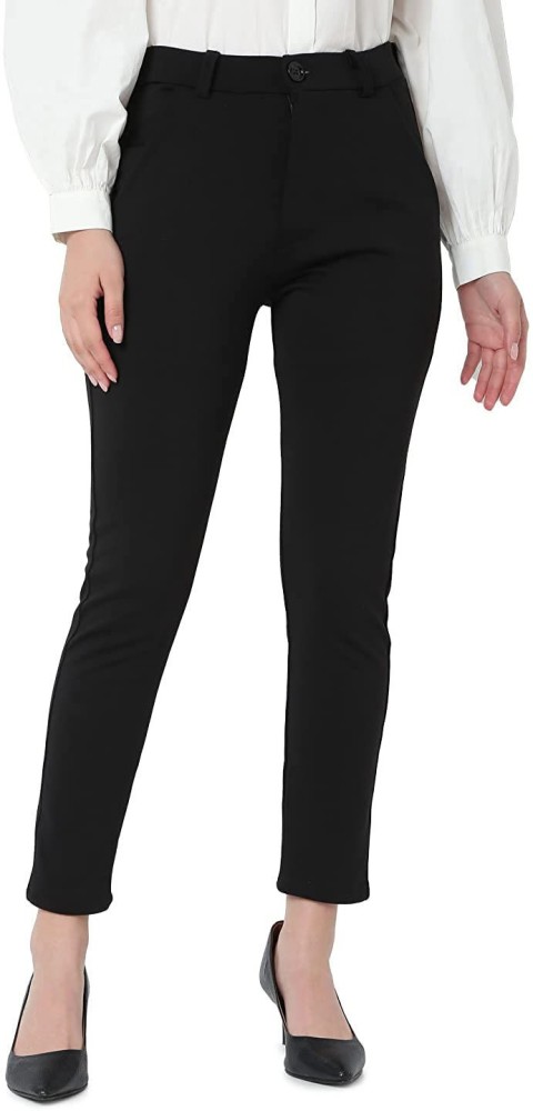Xpose Trousers and Pants  Buy Xpose Women Black Smart Straight Fit Solid  Formal Trouser Online  Nykaa Fashion