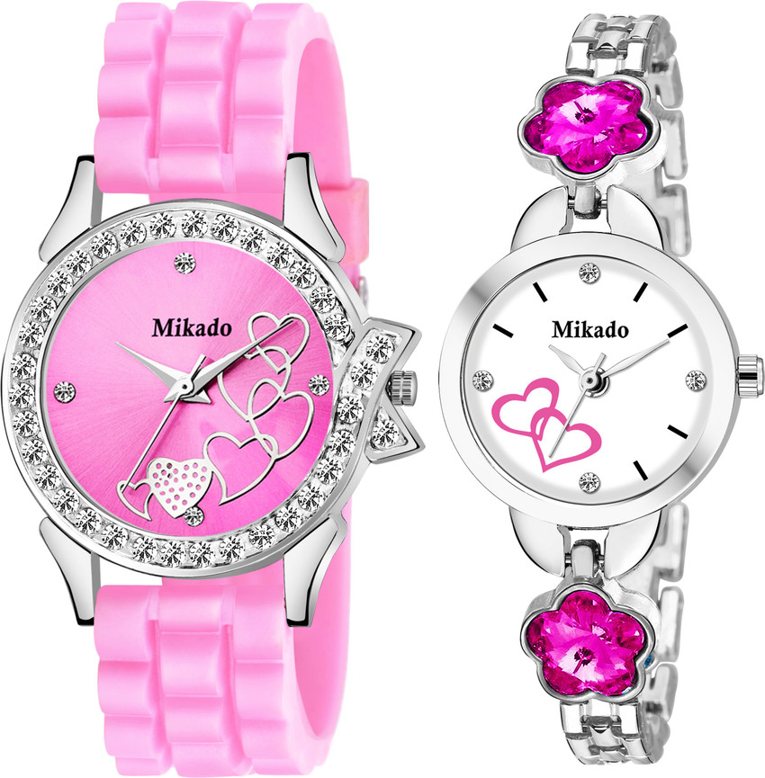 MIKADO Analog Watch For Girls Buy MIKADO Analog Watch For Girls Pink Atrractive Artistic Analog watch combo for Girls Online at Best Prices in India Flipkart