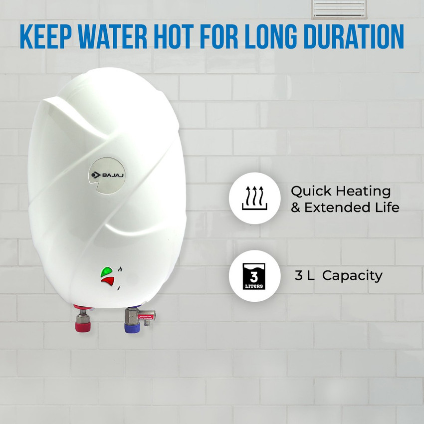 BAJAJ 3 L Instant Water Geyser (Ivora 3L, White) Price in India - Buy BAJAJ  3 L Instant Water Geyser (Ivora 3L, White) online at Flipkart.com