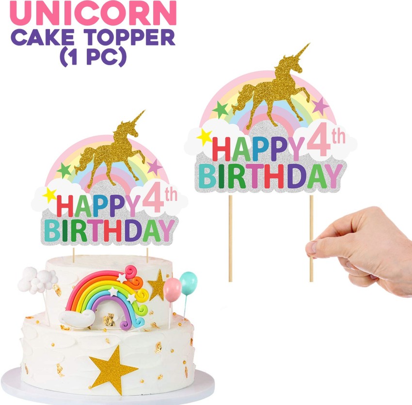 ZYOZI Unicorn 4th Birthday Cake Topper,Magic Unicorn Cake ...