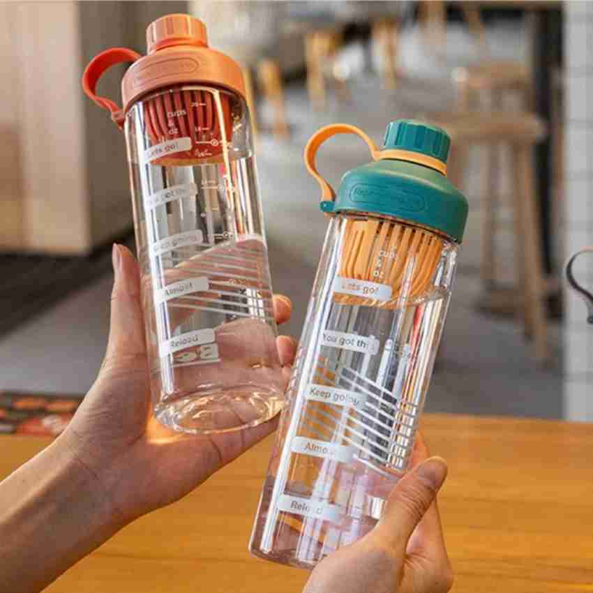 500/650ml Transparent Large Capacity Glass Bottle With Time Marker