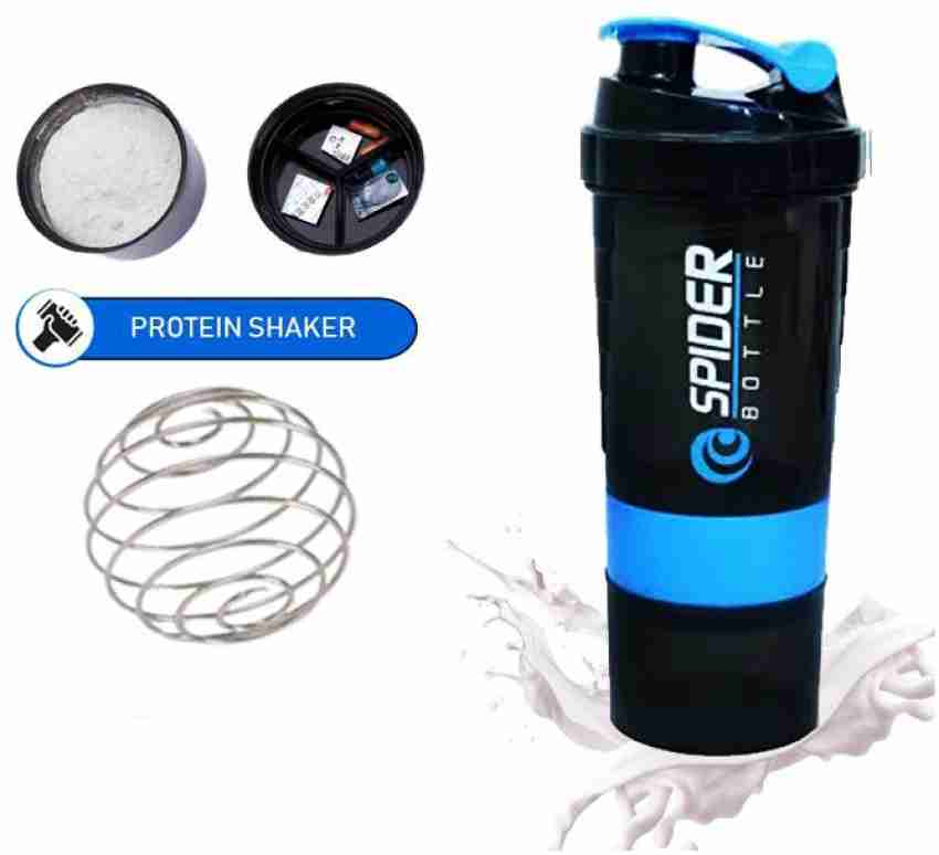 COOL INDIANS SHAKER BOTTLE FOR GYMBPA-FREE AND 100% LEAK-PROOF PROTEIN  SHAKER BOTTLE WITH 2 EXTRA STORAGE COMPARTMENT (500ML SHAKER) (BLACK) 