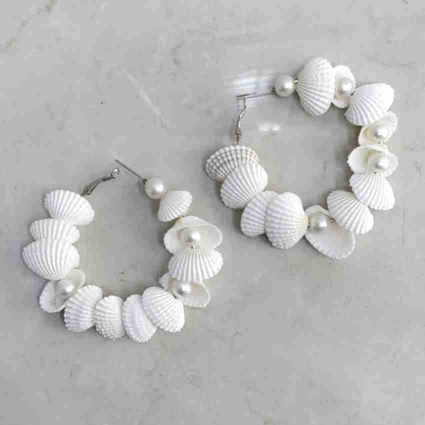 White clearance seashell earrings