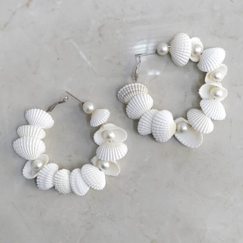 Flipkart.com - Buy Eye Blings Stylish white Shell pearl Earrings for Womens  Shell Hoop Earring Online at Best Prices in India