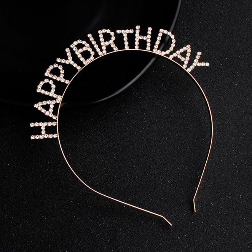 NANDANA COLLECTIONS Happy Birthday Rhinestone Tiara Headband Girl