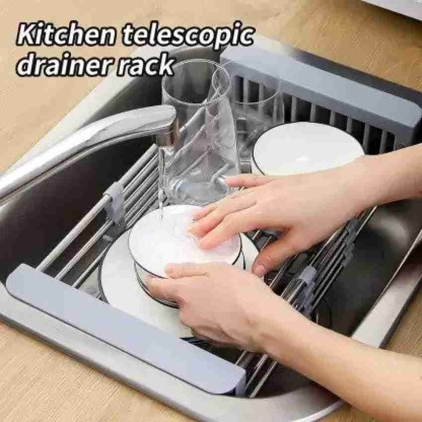 Adjustable Dish Drying Rack Stainless Steel Dish Drainer Fruit Vegetable  Drainer Kitchen Sink Drain Holder Storage Rack