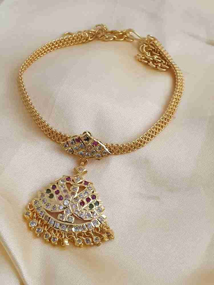 elegents SA PEACOCK MULTI COLOR ATTIGAI Cubic Zirconia Gold plated