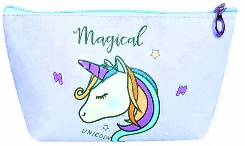 unicorn big size zipper closer stationery oragnizer pencil case, pencil  pouch for girls school stationery bag