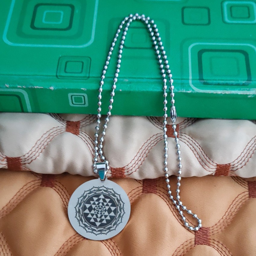 Small Sri Yantra Silver Pendant Sacred Geometry Necklace