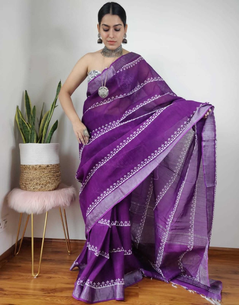 Linen Sarees | Pure Linen Saris Online | Plain Linen Sarees
