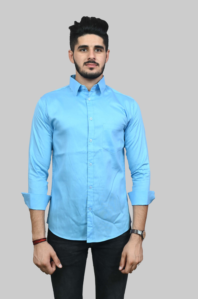 Sky blue party wear shirt clearance