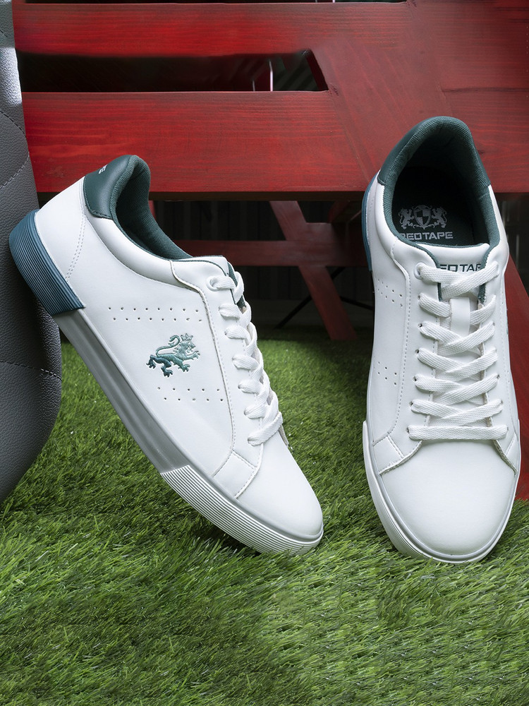 Red tape white leather shoes cheap