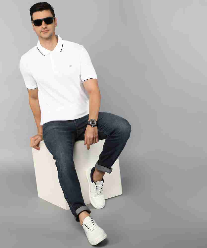 Calvin Klein Jeans Solid Men Polo Neck White T-Shirt - Buy Calvin