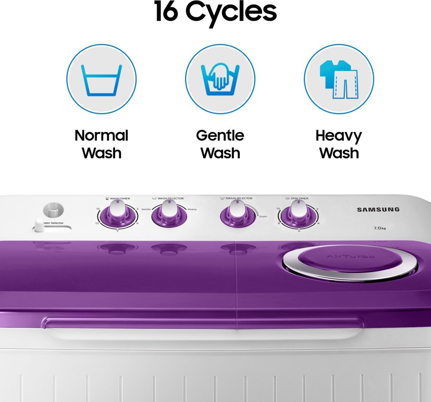 samsung 7 kg semi automatic top load grey purple