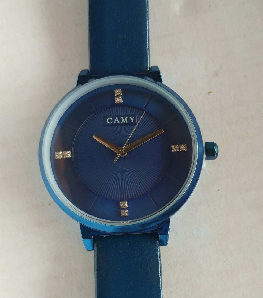 CAMY CAMY New Stylish Fashion Designer BLUE Leather Strap Analog