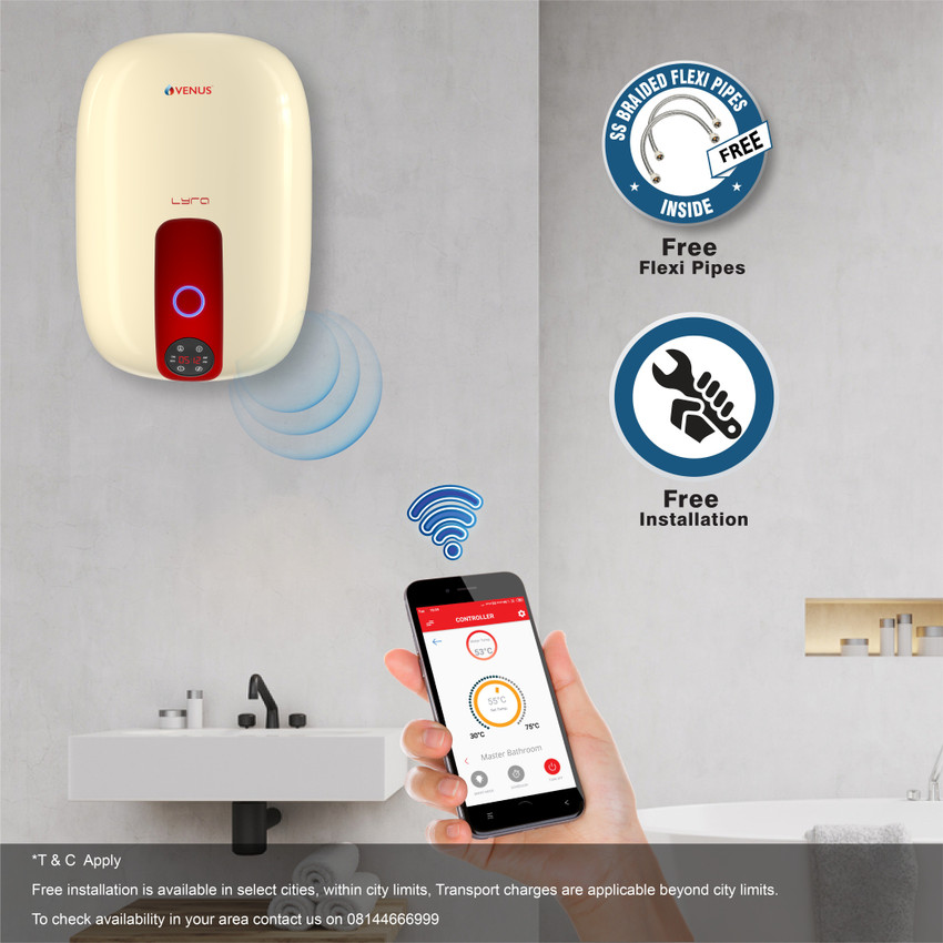 Venus 15 L Storage Water Geyser (15RW Lyra Nexus 15-Litre  (Ivory/Winered),WiFi enabled, IoT , Control with Android App from anywhere,  Ivory) Price in India - Buy Venus 15 L Storage Water Geyser (