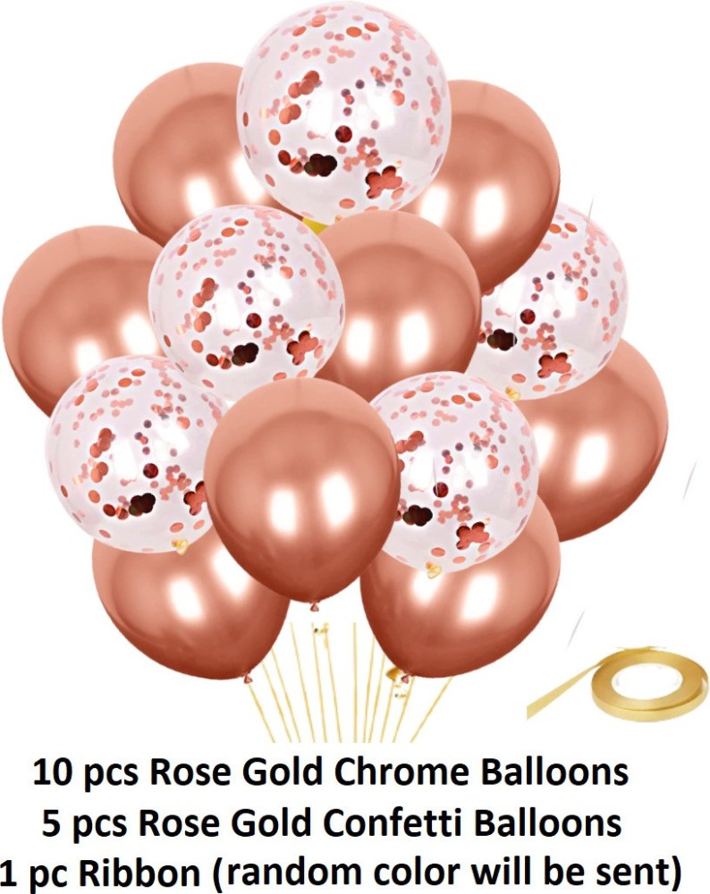 Rose Gold Chrome Confetti Balloon Bouquet - Rose Gold Party Balloons, Baby  Shower Balloons, Wedding Balloons, Rose gold Bridal Balloon