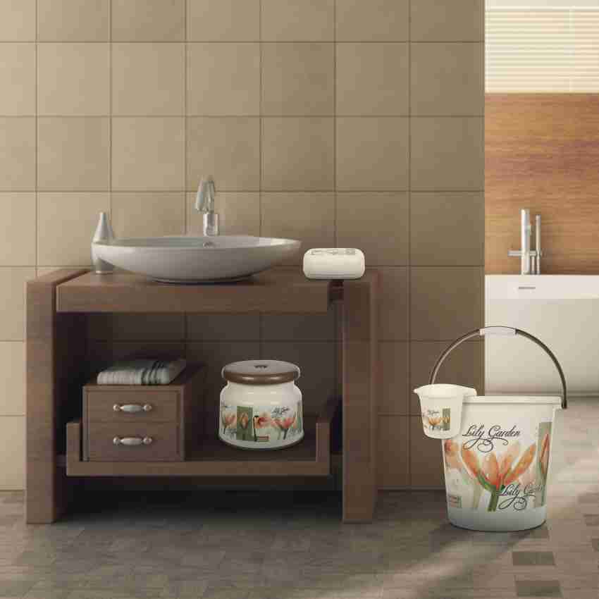 RATAN Lilly Garden Brown Pack of 4 Bathroom Set (Bucket, Mug, Stool, Soap  Case ) 18 L Plastic Bucket Price in India - Buy RATAN Lilly Garden Brown  Pack of 4 Bathroom