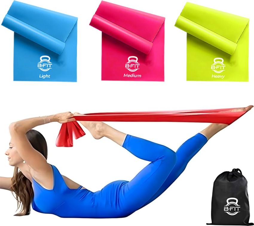 B fit Exercise Rubber Stretch Resistance Bands, Set of 3 Fitness