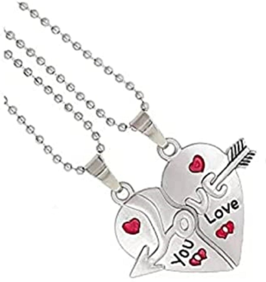 Men Women Lover Couple Necklace I Love You Heart Pendant Chain Stainless  Steel