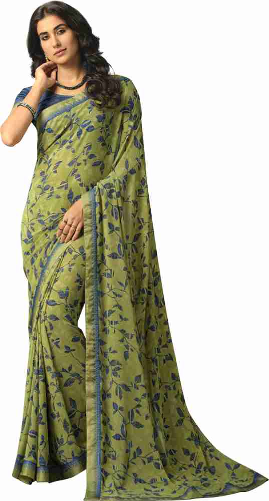 Buy J J Companys Printed Daily Wear Georgette Chiffon Light Green Sarees Online Best Price In India Flipkart