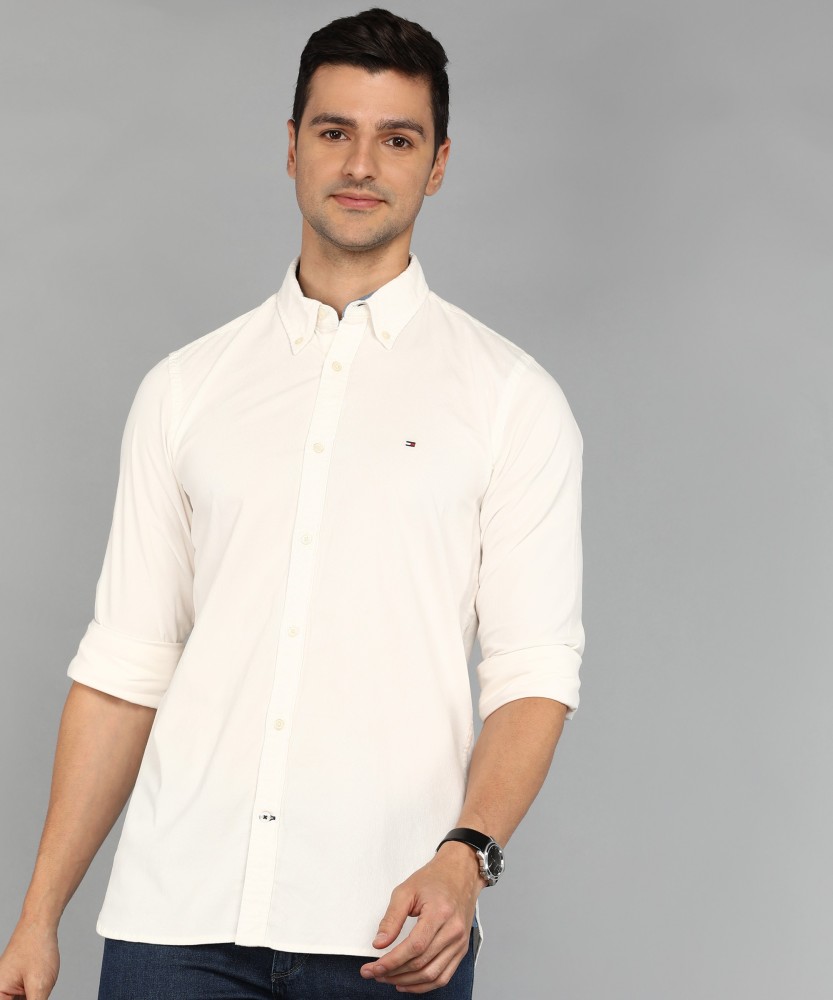 HILFIGER Casual White Shirt - TOMMY HILFIGER Men Solid Casual White Shirt Online at Best Prices in India | Flipkart.com