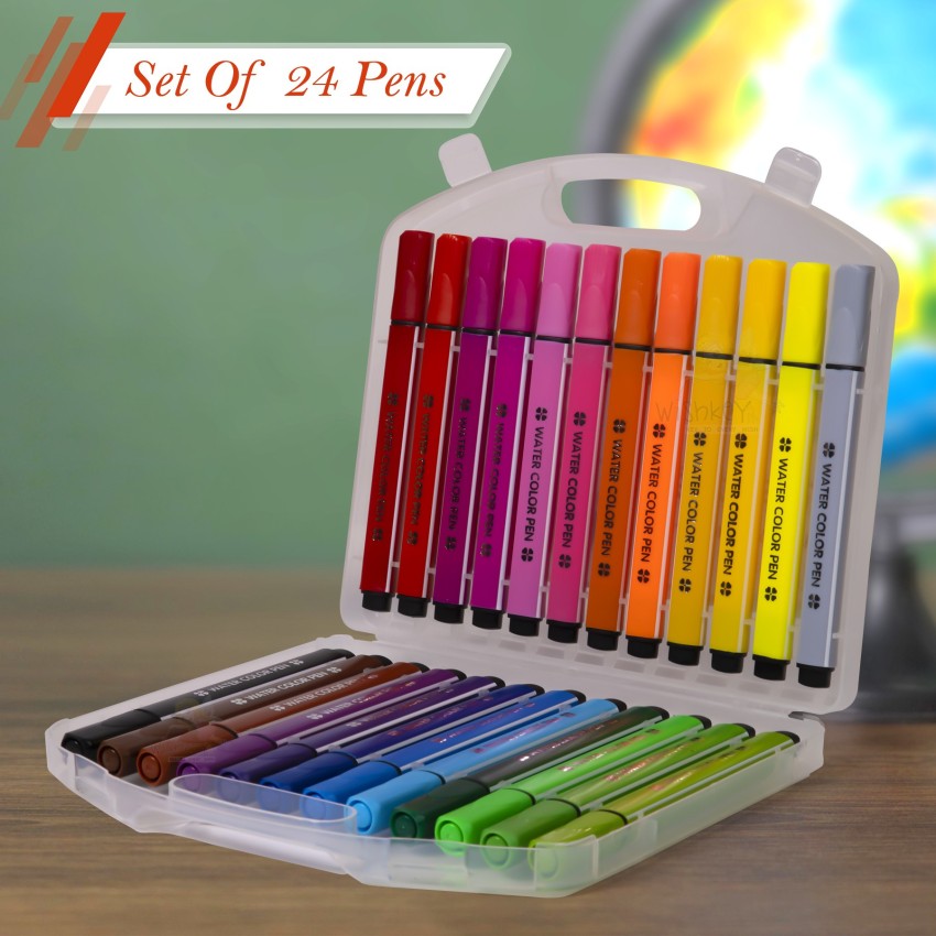 WISHKEY 24 Pieces Washable Water Color Pen Set For