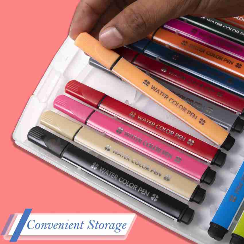 48 Colors Washable Colored Marker Pen Rounded Watercolor Pen Paint Markers  With Storage Case
