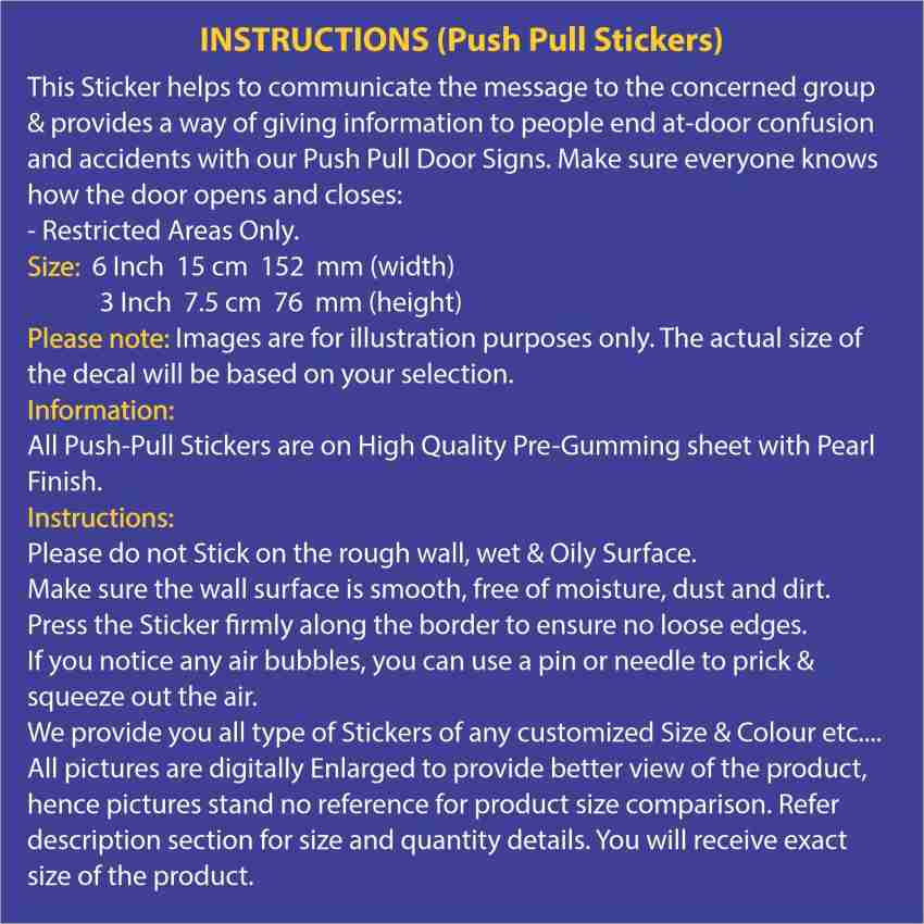 Push Pull Sticker 15.24 cm APS0080 Self Adhesive Sticker Price in