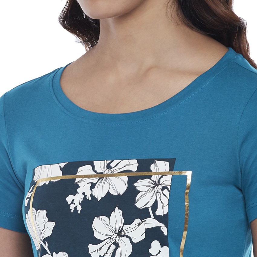 Buy Honey By Pantaloons Women Teal Floral Printed T Shirt