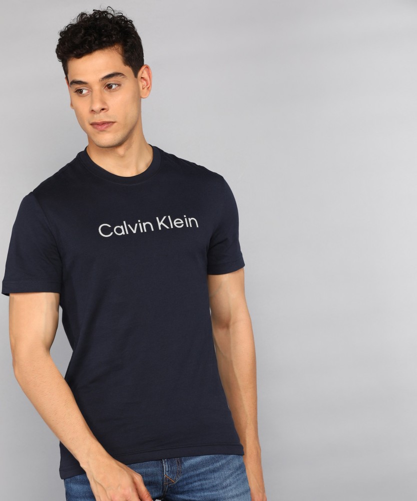 Calvin Klein Jeans Typography Men Neck Blue T-Shirt - Buy Calvin Jeans Men Round Neck T-Shirt Online at Best Prices in India | Flipkart.com