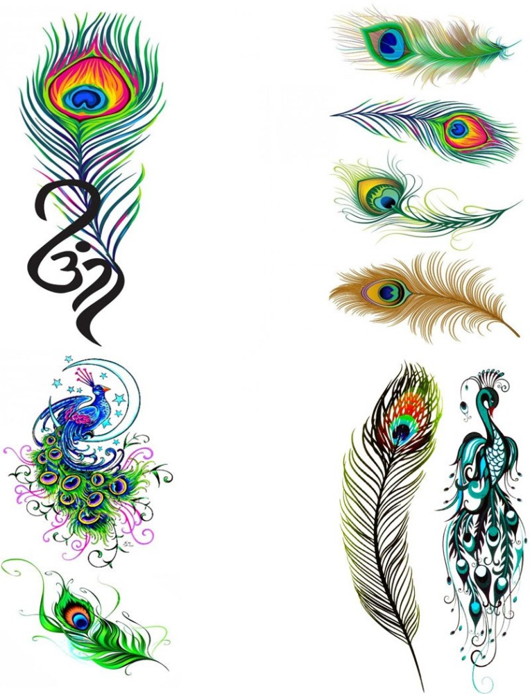 Peacock Feather With Beautiful Design Waterproof Boys and Girls Temporary  Body Tattoo