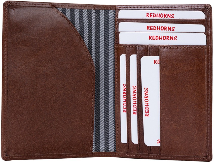 Leather Passport Cover - Brown, Red