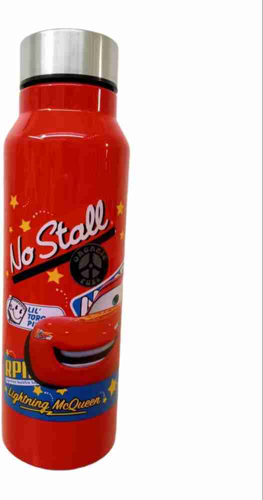 Disney / Pixar Cars Lightning McQueen Steel Water Bottle with Built-In  Straw 