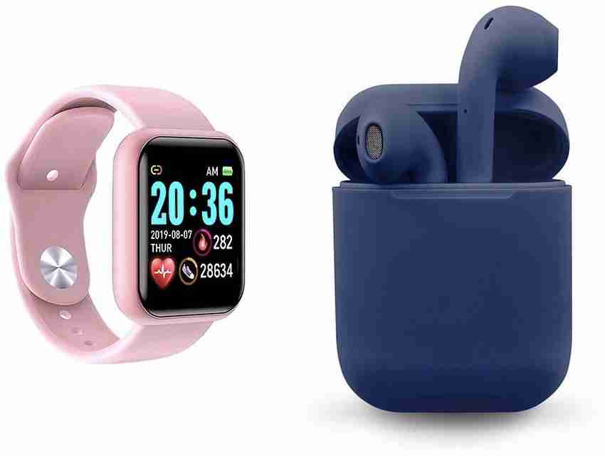 Amazotec TWS EARBUDS 5.0 WITH D20 PINK SMARTWATCH Bluetooth