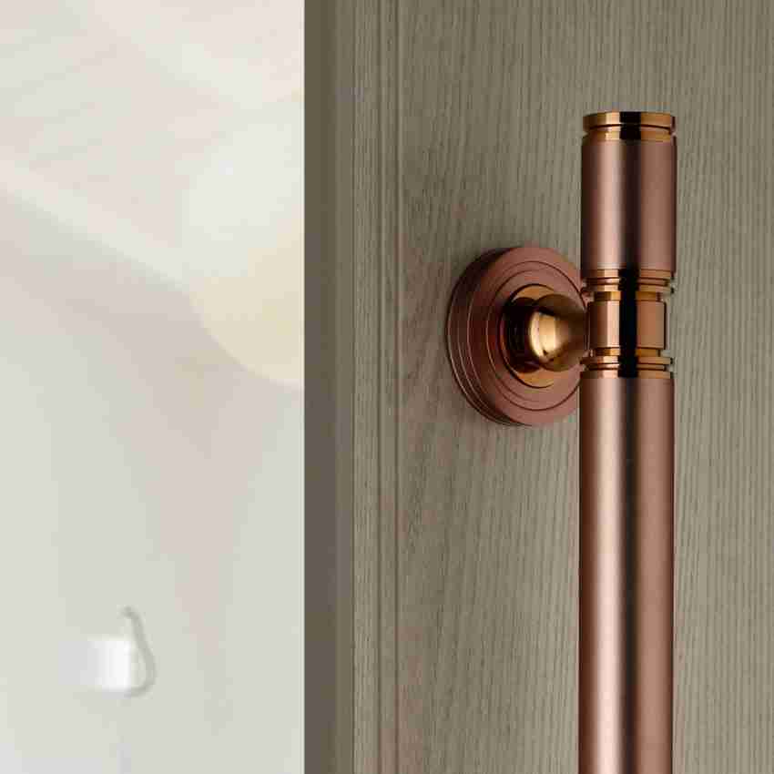 2-piece set of gold door handle, private door handle, bed and bathroom  handle lock, satin brass finish, universal handle with square door handle 